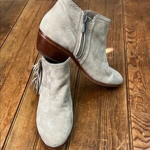 Women’s Sam Edelman suede leather fringe booties tan size 7 1/2